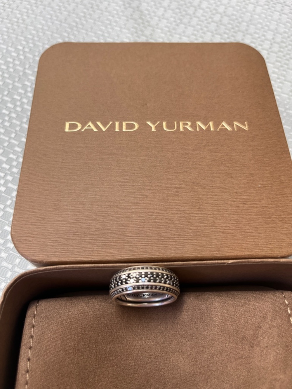 David Yurman Sterling Silver Band with Black Pavé